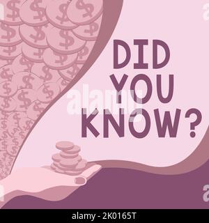 Écrire du texte affiché le saviez-vous. Concept signifiant savoir le prochain mouvement penser Trivia brainstorming se demander Banque D'Images