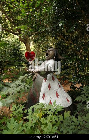 La Reine des pique, statue au jardin tropical d'Abbotsbury, Dorset, Royaume-Uni Banque D'Images