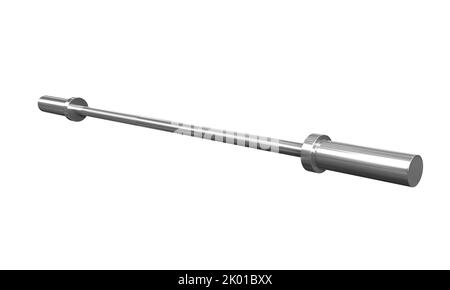 Barres de Curl EZ et droites isolées sur fond blanc, équipement de gym en acier inoxydable. 3D rendu Banque D'Images