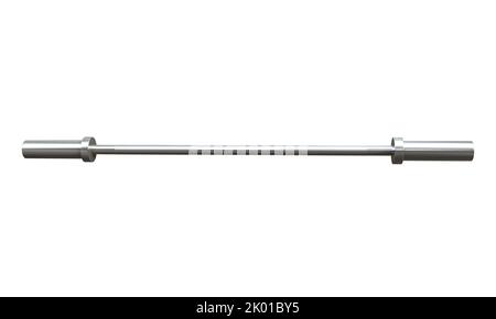 Barres de Curl EZ et droites isolées sur fond blanc, équipement de gym en acier inoxydable. 3D rendu Banque D'Images