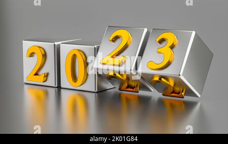 Bonne année 2023 remplacer 2022. L'idée du concept de la nouvelle année