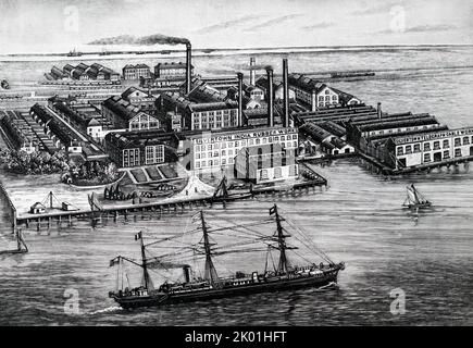 The India Rubber, gutta percha & Telegraph Works Co. Silvertown, Londres. De l'album royal des arts et des industries de Grande-Bretagne, Wyman & Sons, Londres, 1887. Banque D'Images