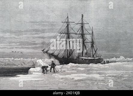 Exploration arctique: Le bateau de M. Leigh Smith, Eira, photographié en 1880. Banque D'Images