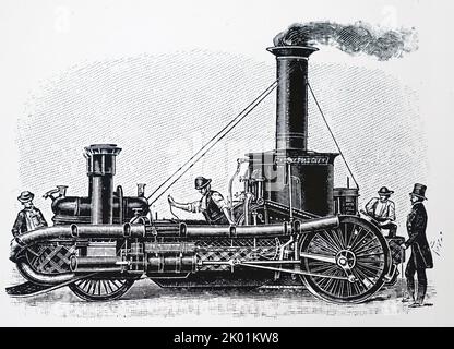 Moteur d'incendie américain automoteur à vapeur conçu par AB Latta de Cincinatti, 1854. Banque D'Images