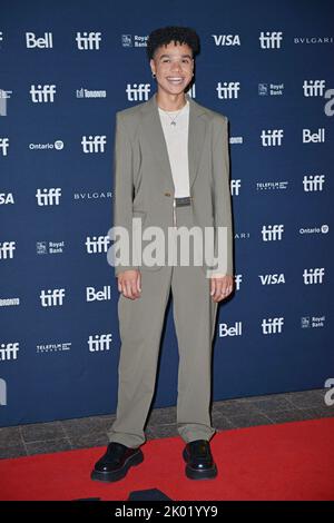 Toronto, Canada. 08th septembre 2022. Actor Miles Gutierrez participe à la projection spéciale de « On the Come » à la soirée d'ouverture du Festival international du film de Toronto au Princess of Wales Theatre de Toronto, au Canada, jeudi, 8 septembre 2022. Photo de Chris Chew/UPI crédit: UPI/Alay Live News Banque D'Images