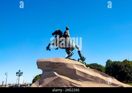 Saint-Pétersbourg, Russie - 16 août , 2022: Monument Bronze Horseman Banque D'Images