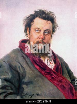 Modeste Petrovich Mussorgsky (1839, village de Karevo, province de Pskov - 16 mars [28], 1881, Saint-Pétersbourg) - compositeur russe, membre de la « poignée puissante ». Il a travaillé dans divers genres : dans son héritage créatif - opéras, pièces orchestrales, cycles de musique vocale et piano, romances et chansons, chorales. Banque D'Images