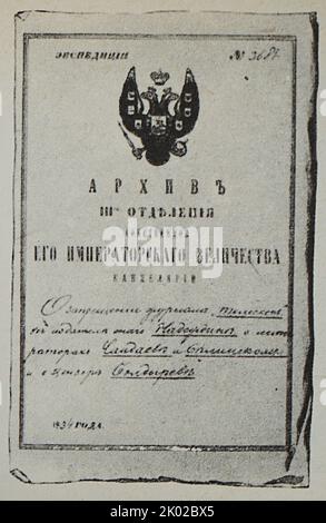 Le cas de l'interdiction de Teleskop, un magazine littéraire, philosophique et politique russe publié à Moscou en 1831-1836 Banque D'Images