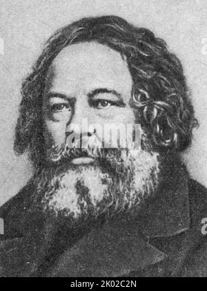 Mikhail Alexandrovitch Bakunin (1814 - 1876); anarchiste révolutionnaire russe, socialiste et fondateur de l'anarchisme collectiviste. Il est considéré parmi les figures les plus influentes de l'anarchisme et un fondateur majeur de la tradition révolutionnaire socialiste et sociale anarchiste Banque D'Images