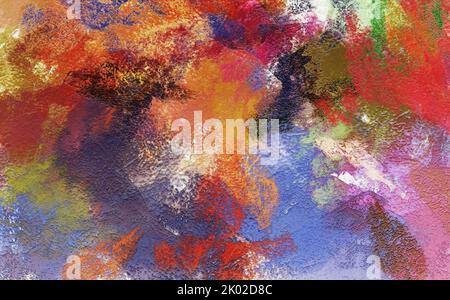 Arrière-plan de l'art abstrait. Peinture à l'huile sur toile. Texture de couleur. Fragment d'illustration. Taches de peinture. Coups de pinceau. Art moderne Banque D'Images