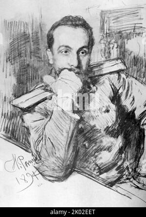 Portrait de A.V. Zhirkevich par Ilya Repin 1891. Ilya Yefimovich Repin (1844 - 1930) est un peintre et sculpteur russe de premier plan de l'école artistique Peredvizhniki. Banque D'Images