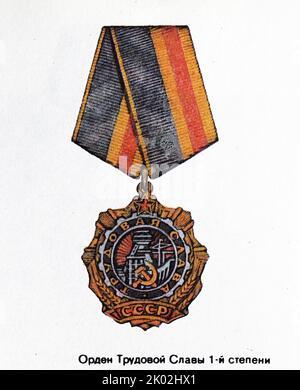 La médaille de gloire du travail au premier degré, URSS 1980 Banque D'Images