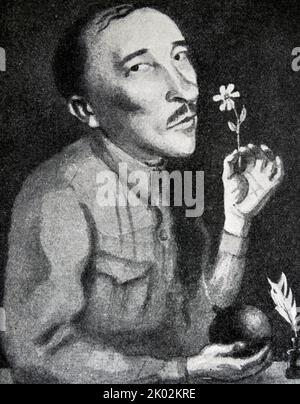 Caricature de Savinokov par N. Rodlov. Boris Viktorovich Savinkov (1879 - 1925) écrivain et révolutionnaire russe. En tant que chef de l'Organisation de combat du Parti révolutionnaire socialiste, après la Révolution de février 1917, il est devenu ministre adjoint de la guerre (en fonction de juillet à août 1917) au sein du Gouvernement provisoire. Après la révolution d'octobre de la même année, il a organisé la résistance armée contre les bolcheviks au pouvoir. Savinkov a émigré de la Russie soviétique en 1920, mais en 1924, l'OGPU l'a renvoyé en Union soviétique et l'a arrêté. Banque D'Images