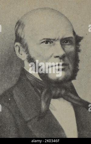 Nikolay Ivanovitch Pirogov (russe : Nikolay Ivanovitch Pirogov; 25 novembre 1810 - 5 décembre 1881) était un éminent scientifique russe, médecin, pédologue, figure publique et membre correspondant de l'Académie russe des sciences (1847), l'un des médecins russes les plus reconnus. Considéré comme le fondateur de la chirurgie sur le terrain, il a été le premier chirurgien à utiliser l'anesthésie dans une opération sur le terrain (1847) et l'un des premiers chirurgiens en Europe à utiliser l'éther comme anesthésique. Banque D'Images