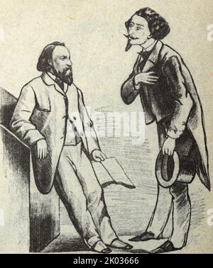 Caricature des discours de la presse antidémocratique russe contre A. I. Herzen. Du dessin de A. Yushanov. Banque D'Images