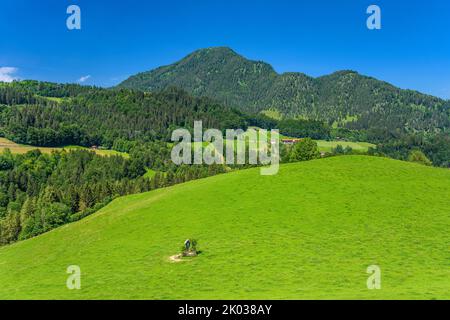 Allemagne, Bavière, Comté de Rosenheim, Oberaudorf, Zimmerau, Vue sur Wildbarren Banque D'Images