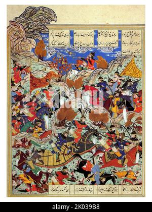 Champ de bataille de Timur et du Roi égyptien. Timur (1336 - 1405), plus tard Timur Gurkan un conquérant turco-mongol qui a fondé l'Empire timurien dans et autour de l'Afghanistan moderne, l'Iran et l'Asie centrale, devenant le premier dirigeant de la dynastie timuride. En tant que commandant indéfait, il est largement considéré comme l'un des plus grands chefs militaires et taciens de l'histoire. Banque D'Images