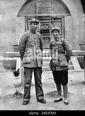 Mao Zedong et sa troisième femme, lui Zizhen, à Yan'an. Mao était le chef de la révolution communiste chinoise Banque D'Images