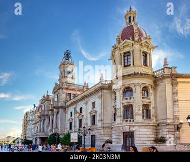 Place de l'hôtel de ville de Valence, Espagne Banque D'Images