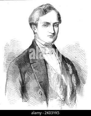 John, roi de Saxe, 1854. Portrait du roi Johann pendant lequel règne la Saxe est devenue une partie de l'Empire allemand. 'La majeure partie de la population de Saxe sont protestants, tandis que la Cour professe la religion catholique romaine. Ne se contentant pas d'un antagonisme négatif à la foi du peuple, le duc John s'est toujours distingué comme un partisan violent, et même bigote, des ultra-prétentions de l'Église catholique romaine... s'il laisse le contrôle de ses tendances ultra-catholiques, Et s'associe à l'effort de la Cour de Rome pour étendre sa domination spirituelle, comme elle l'a fait à Baden et en Bavière - il W. Banque D'Images