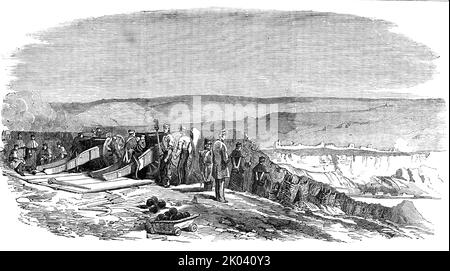 Les troupes alliées se préparant à faire taire Inkerman, 1854. Guerre de Crimée, extrait de l'expédition de Lord Raglan : « le matin était extrêmement sombre, avec une pluie torride, rendant presque impossible de découvrir quoi que ce soit au-delà du flash et de la fumée de l'artillerie et du feu de mousquetry lourd... les colonnes russes avançèrent en grande force, exigeant tous les efforts de galanterie de la part de nos troupes pour les résister... l'ennemi [a] mis sur notre ligne non seulement le feu de toutes leurs batteries de terrain, mais ceux devant les travaux de l'endroit, et les canons de navire... bien que le feu n'ait pas cessé, la retraite bec Banque D'Images