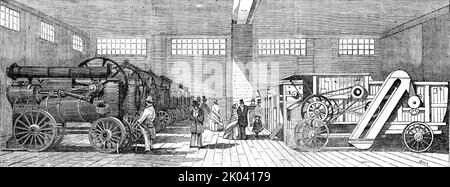 Machines à vapeur et machines de thrilling, au Smithfield Club Show, 1854. « Cette nouvelle exposition [dans l'exposition des outils et machines agricoles du marché de King-Street] s'est révélée plus forte... les grands progrès réalisés dans l'application de la vapeur à des fins agricoles, De plus, la classe améliorée de machines qui sont mises en service... les machines de hachage sont en train de devenir plus grandes, plus élaborées dans leurs détails, et nécessairement plus chères... elles ne sont plus les machines bruyantes et grossièrement construites des temps passés, mais sont maintenant des machines vraiment fines, capables d'exécuter un Banque D'Images