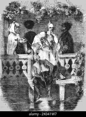 'Coffee-House sur le Bosphore', 1854. De "Cassells Illustrated Family Paper; London Weekly 31/12/1853 - 30/12/1854". Banque D'Images