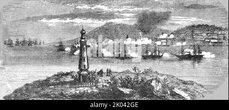 'Bombardement d'Odessa, 26 avril 1854', 1854. De "Cassells Illustrated Family Paper; London Weekly 31/12/1853 - 30/12/1854". Banque D'Images