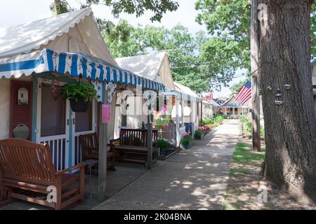 Quartier historique de tentes d'été méthodiste Camp d'Ocean Grove, sur la rive du New Jersey. Banque D'Images