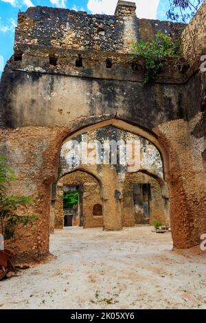 Ruines du palais Mtoni à Zanzibar, Tanzanie Banque D'Images