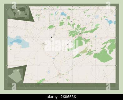 BATNA, province d'Algérie. Ouvrez la carte des rues. Lieux des principales villes de la région. Cartes d'emplacement auxiliaire d'angle Banque D'Images