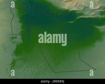 El Oued, province d'Algérie. Carte d'altitude en couleur avec lacs et rivières Banque D'Images