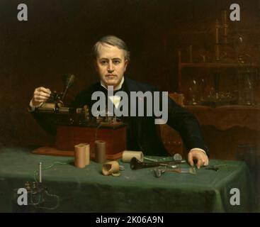 Thomas Alva Edison peinture par Abraham Archibald Anderson, 1890, huile sur toile, du National Portrait Gallery Banque D'Images