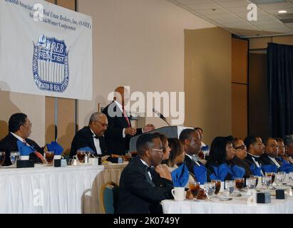 Alphonso Jackson, secrétaire à Las Vegas, Nevada, prononça un discours sur la conférence annuelle de mi-hiver de l'Association nationale des courtiers immobiliers. Banque D'Images