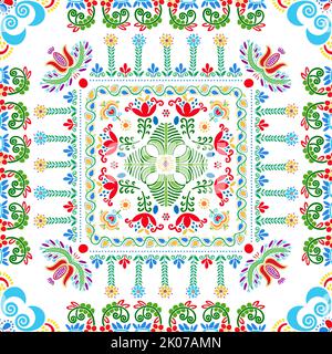 Seamless pattern design inspiré par la broderie traditionnelle Hongroise Banque D'Images