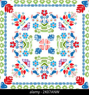 Seamless pattern design inspiré par la broderie traditionnelle Hongroise Banque D'Images