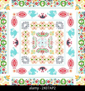 Seamless pattern design inspiré par la broderie traditionnelle Hongroise Banque D'Images