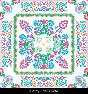 Seamless pattern design inspiré par la broderie traditionnelle Hongroise Banque D'Images