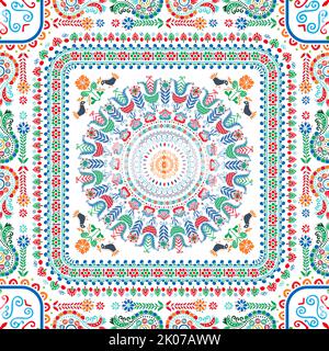 Seamless pattern design inspiré par la broderie traditionnelle Hongroise Banque D'Images