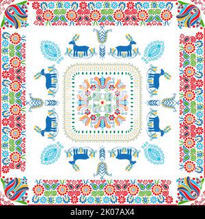 Seamless pattern design inspiré par la broderie traditionnelle Hongroise Banque D'Images