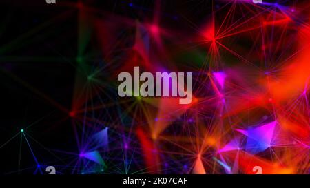 Résumé Contexte L'espace Polygonal avec connexion de points et de lignes. Le rendu 3D Banque D'Images