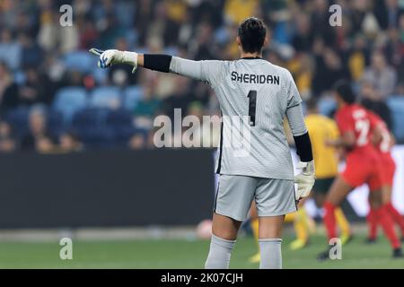 SYDNEY, AUSTRALIE - SEPTEMBRE 6 : Kailen Sheridan du Canada communique avec son équipe lors du match international amical entre l'Australie et le CA Banque D'Images