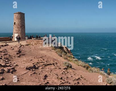 L'ancien phare du 17th siècle, Phare Vauban, à Cap Frehel, au point le plus au nord de la côte d'Émeraude, sur le golfe de Saint-Malo, Cap Frehel Banque D'Images