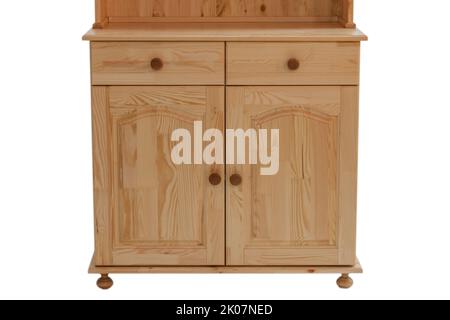 Armoire à manger en bois isolée sur fond blanc. Banque D'Images