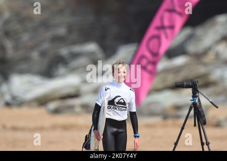 Roxy le drapeau de la publicité à la compétition de surf Banque D'Images