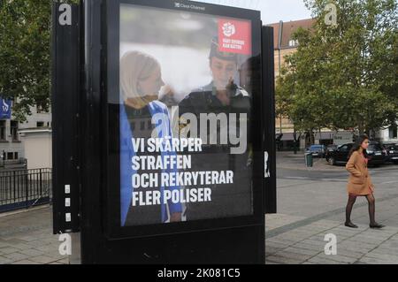 Malmo /Suède/10 Septmber 2022/Suède votes pour l'élection parlementaire du dimanche 11 septmber 2022 tous les politiciens suédois tiennent la campagne électorale à la place Malamo en Suède. (Photo..Francis Joseph Dean/Dean Pictures. Banque D'Images