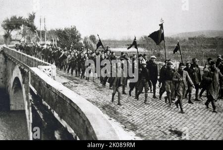 Soldats grecs à Sakaria, 1921. La bataille de Sakaria a été un engagement important dans la guerre gréco-turque (1919-1922) Banque D'Images