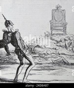 Caricature de Léopold, Prince de Hohenzollern (Léopold Stephan Karl Anton Gustav Eduard Tassilo Furst von Hohenzollern; 22 septembre 1835 - 8 juin 1905) était le chef de la branche souabe de la Maison de Hohenzollern, et joua un rôle éphémère dans la politique de puissance européenne, dans le cadre de la guerre franco-prussienne Banque D'Images