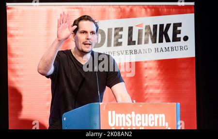 Hambourg, Allemagne. 10th septembre 2022. Thomas Iwan (Die Linke) prononce son discours de candidature pour le poste de président d'État à la conférence du parti d'État. Credit: Markus Scholz/dpa/Alay Live News Banque D'Images