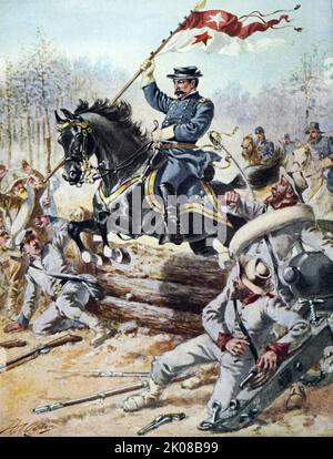 Général de l'armée Philip Henry Sheridan (6 mars 1831 - 5 août 1888) est un officier de carrière de l'armée des États-Unis et un général de l'Union dans la guerre civile américaine. Sheriden à Five Forks, 1865 Banque D'Images